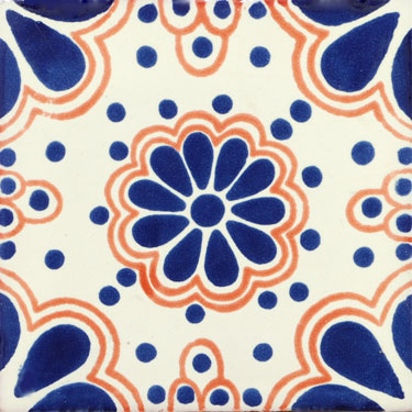 Mexican Artistic Tile Lace Azul con Terracottal 1030